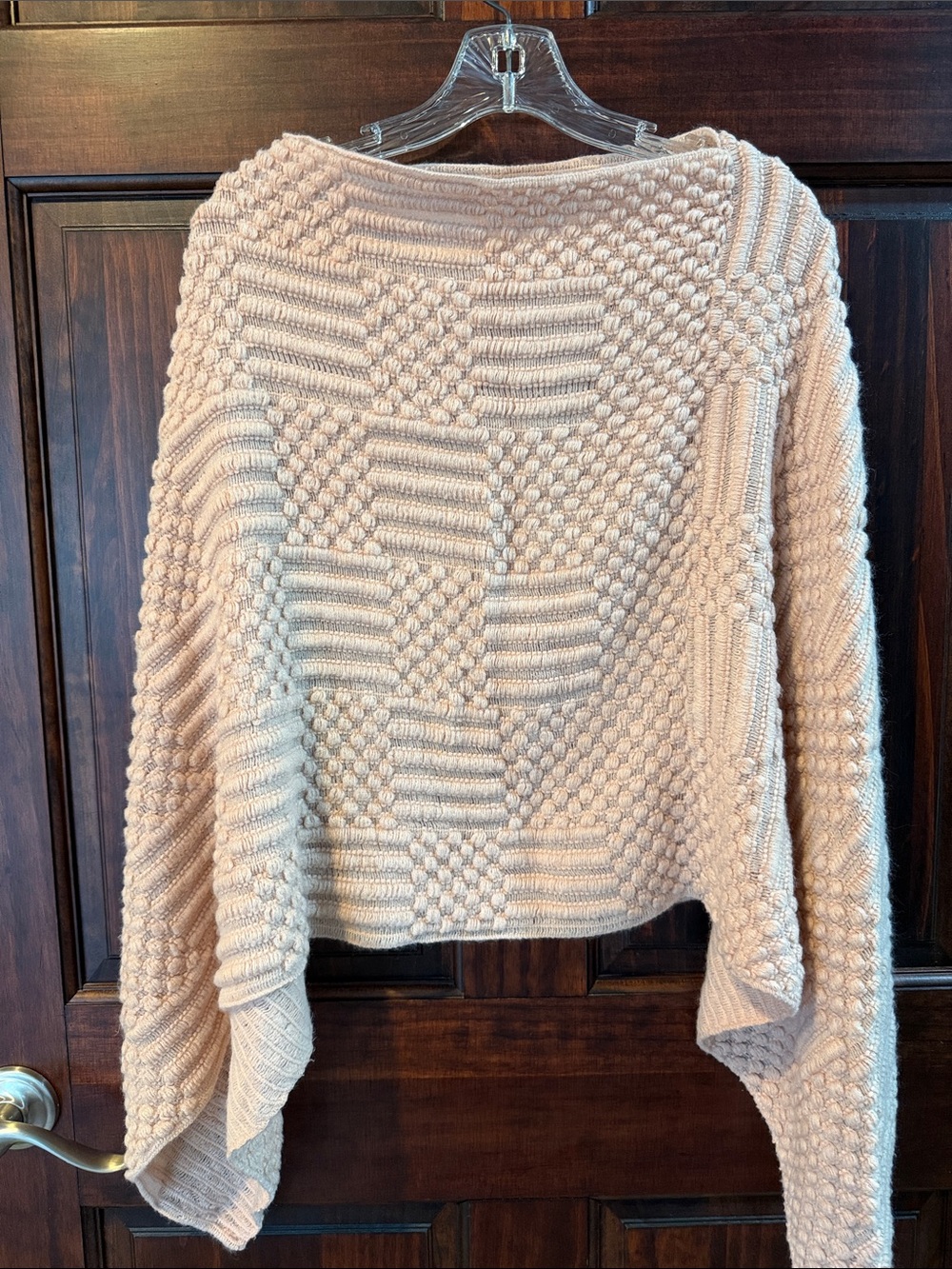 Chico’s Women's Textured Knit Poncho- Cream